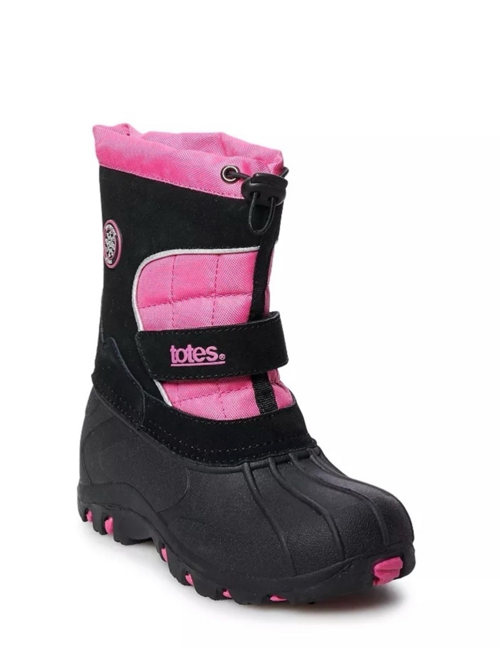 totes Kids Black and Pink Winter Rain & Snow Boots